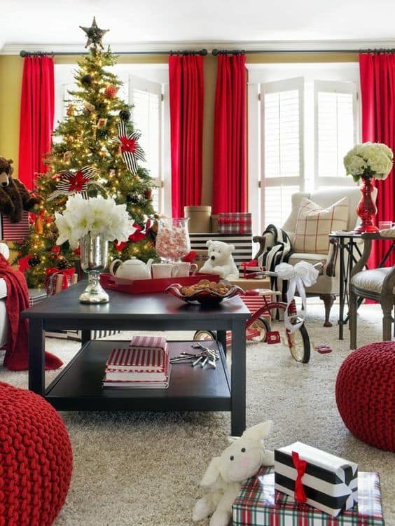 Christmas Curtains to Complete Your Home Decor - clean red curtains