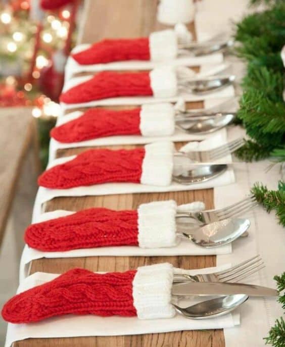 Christmas Socks For Cutlery