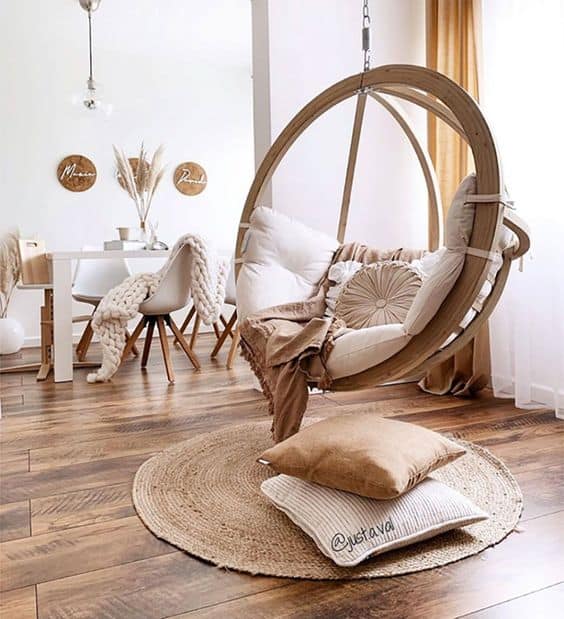 wooden material swing chair indoor