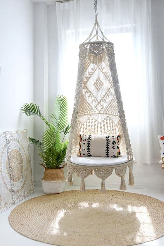 boho-style hanging chair
