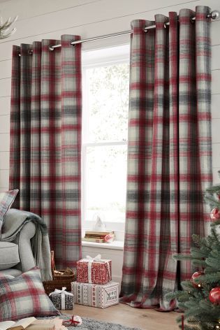 Christmas Curtains to Complete Your Home Decor - grey plaid curtains