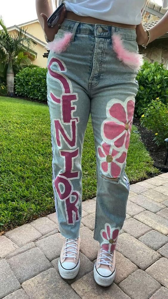 Pink Painted Denims