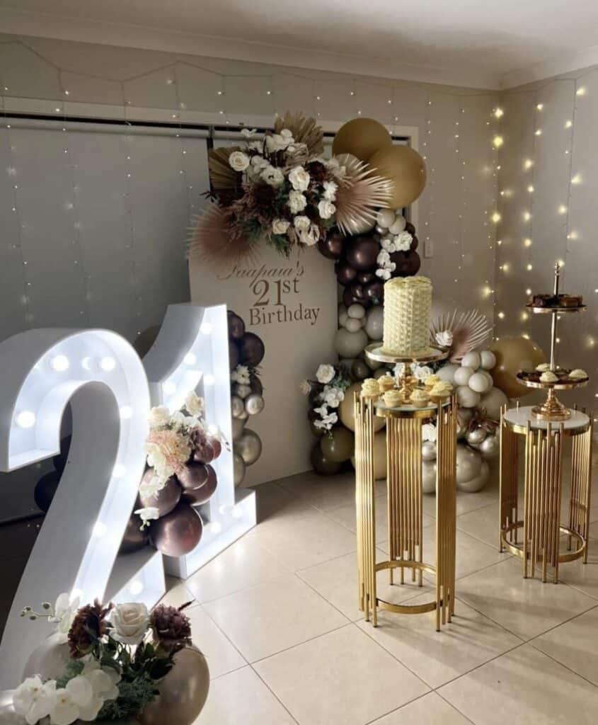 gold flowers for birthday decor
