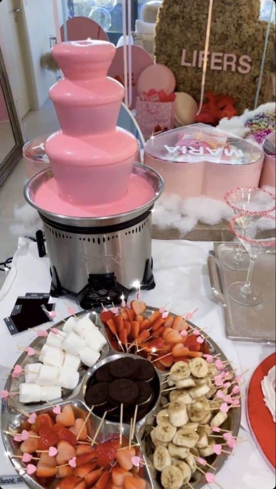 Hot pink chocolate fountain for 21st birthday