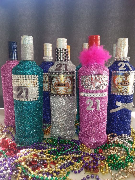decorate the bottles for your 21 birthday ideas