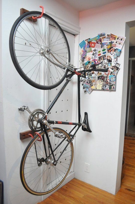 hang bike in dorm room on wheel