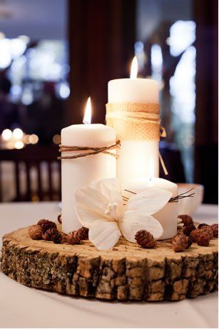 Organic Candle Display Christmas Table Decor