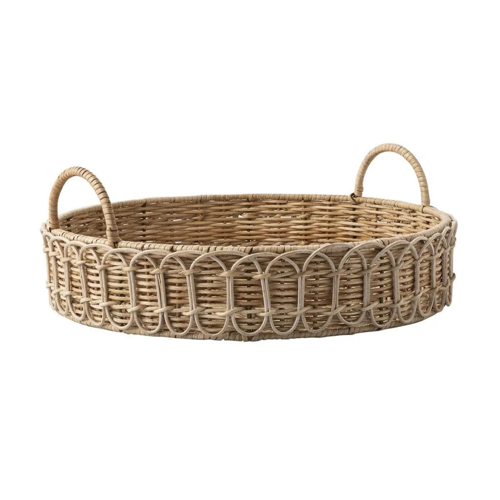 Woven rattan serving tray