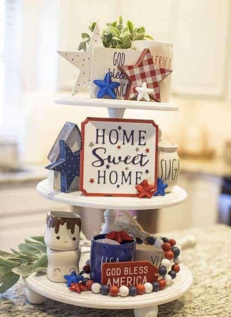 4th of july tiered tray decor ideas