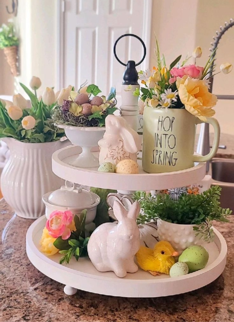 Spring Tiered Tray Ideas