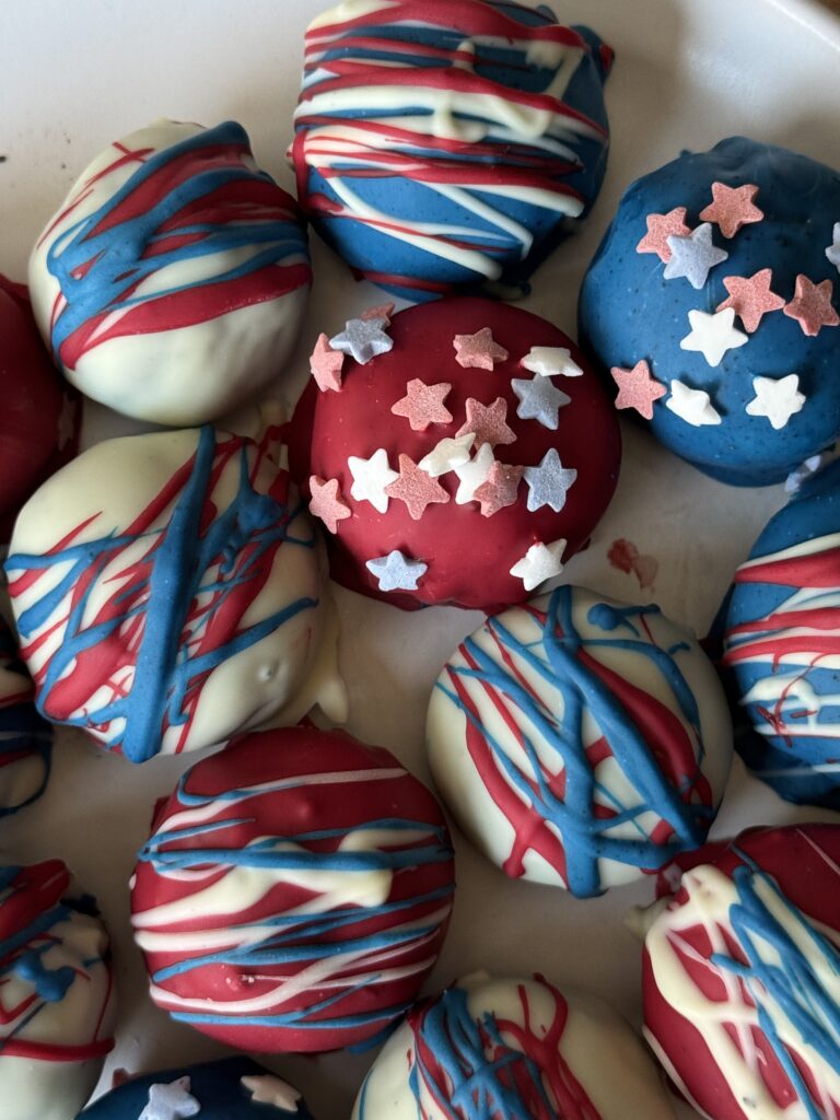 4th of july oreo balls