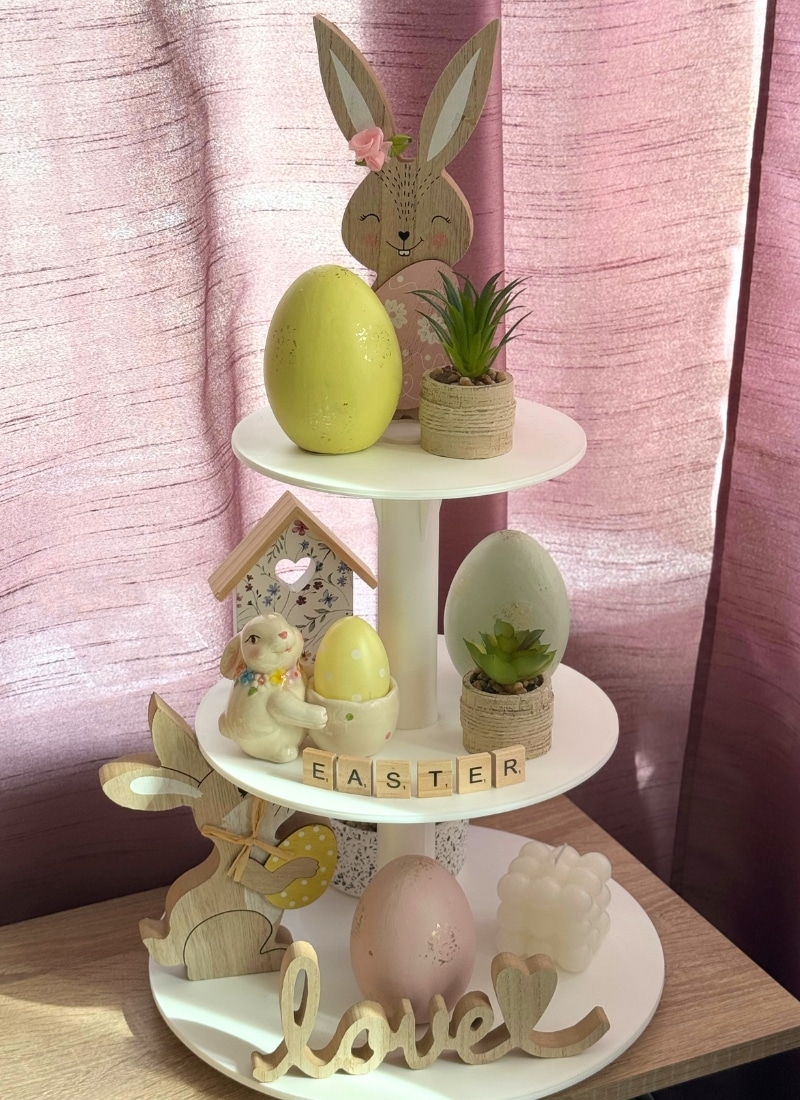 Easter Tiered Tray Decor: Budget-Friendly and Beautiful