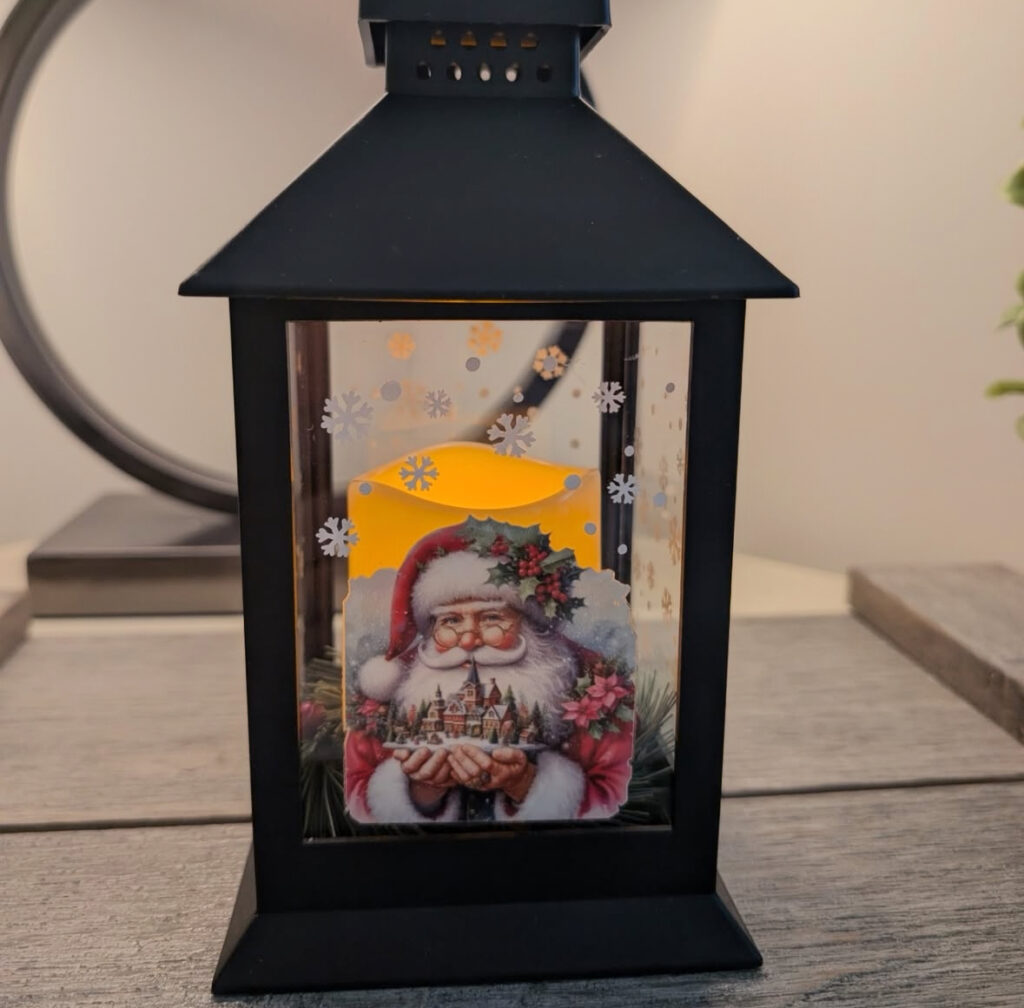 Santa-themed glow box lantern