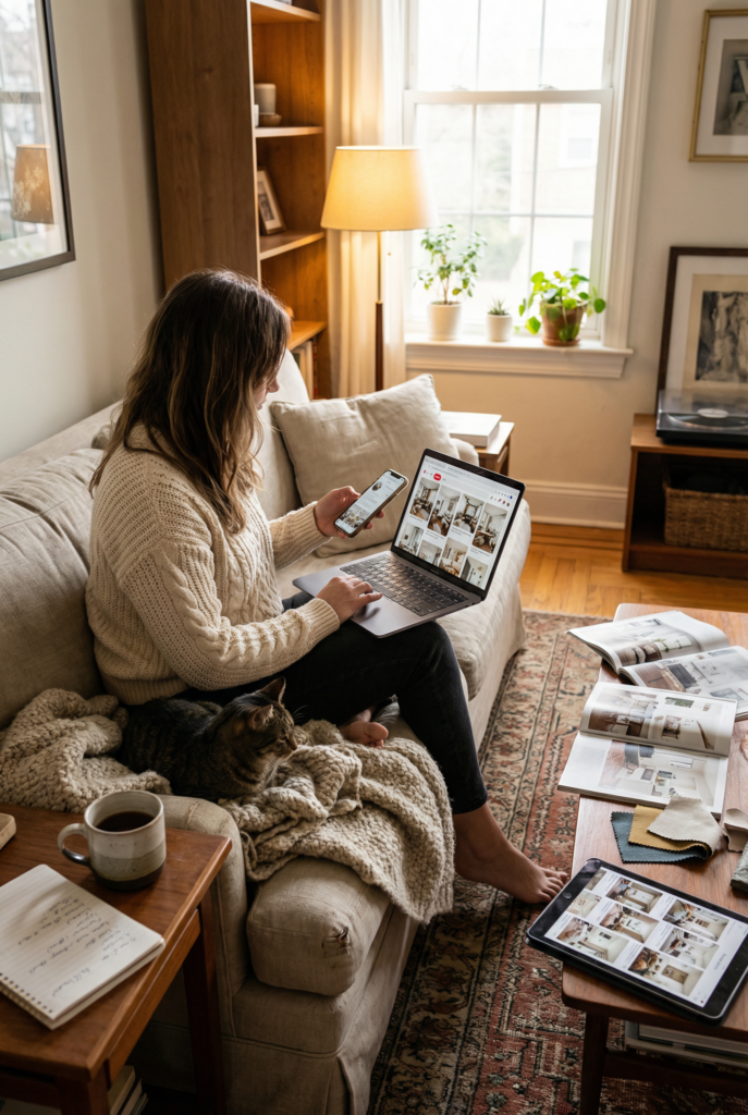 Finding your design style using visual inspiration, an online design quiz, and personalized design help to understand interior aesthetics at home