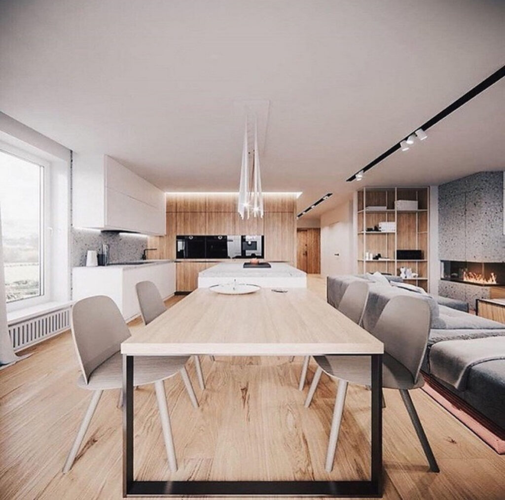 Clean apartment interior where every piece doubles as functional decor.