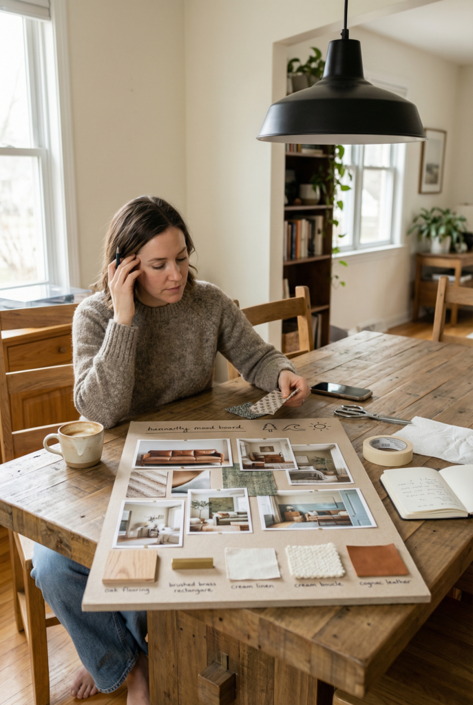 Mood board ideas using collage design inspiration to help discover your style through visual inspiration, textures, and interior design inspiration