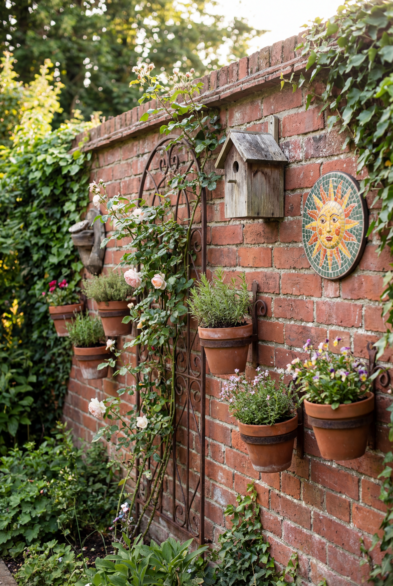 A closer look at Brick Wall Decor With Plants