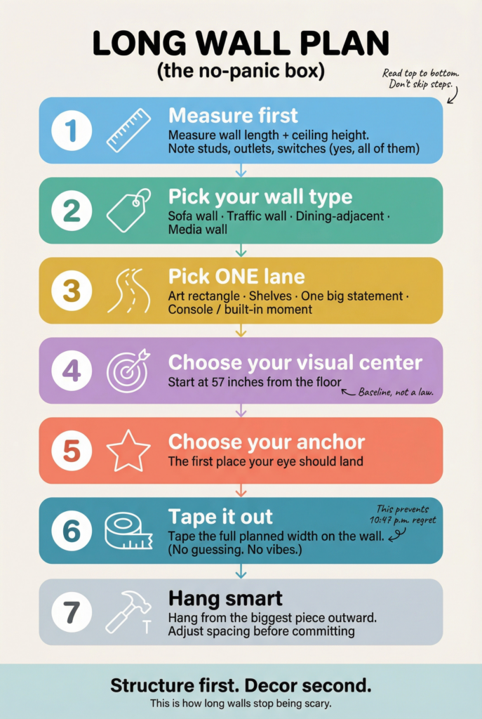 living room long wall decor