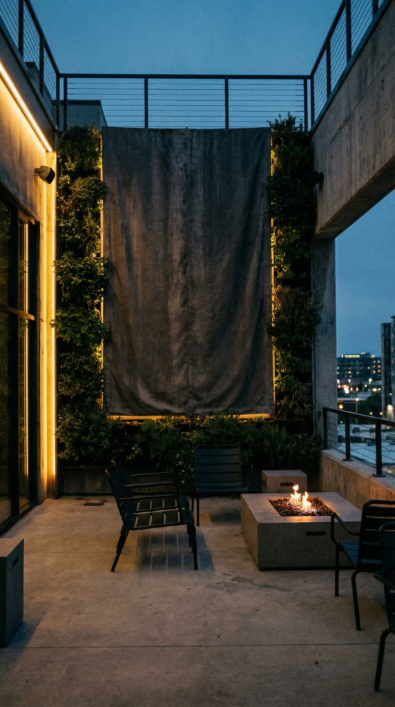 One statement “hero” decor element for a garden party—simple backdrop wall with warm lighting for photos and first impressions.