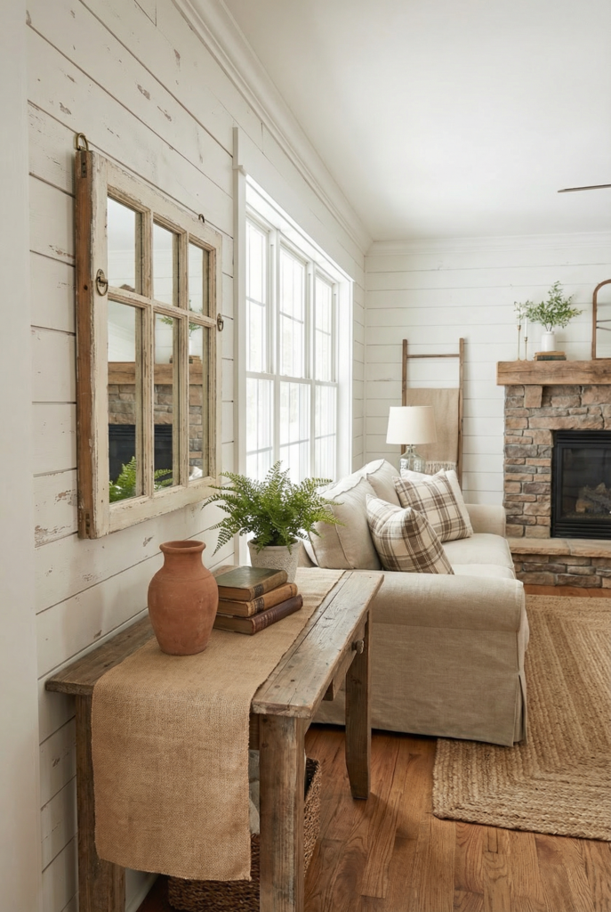 farmhouse Vintage Window Frame Mirror