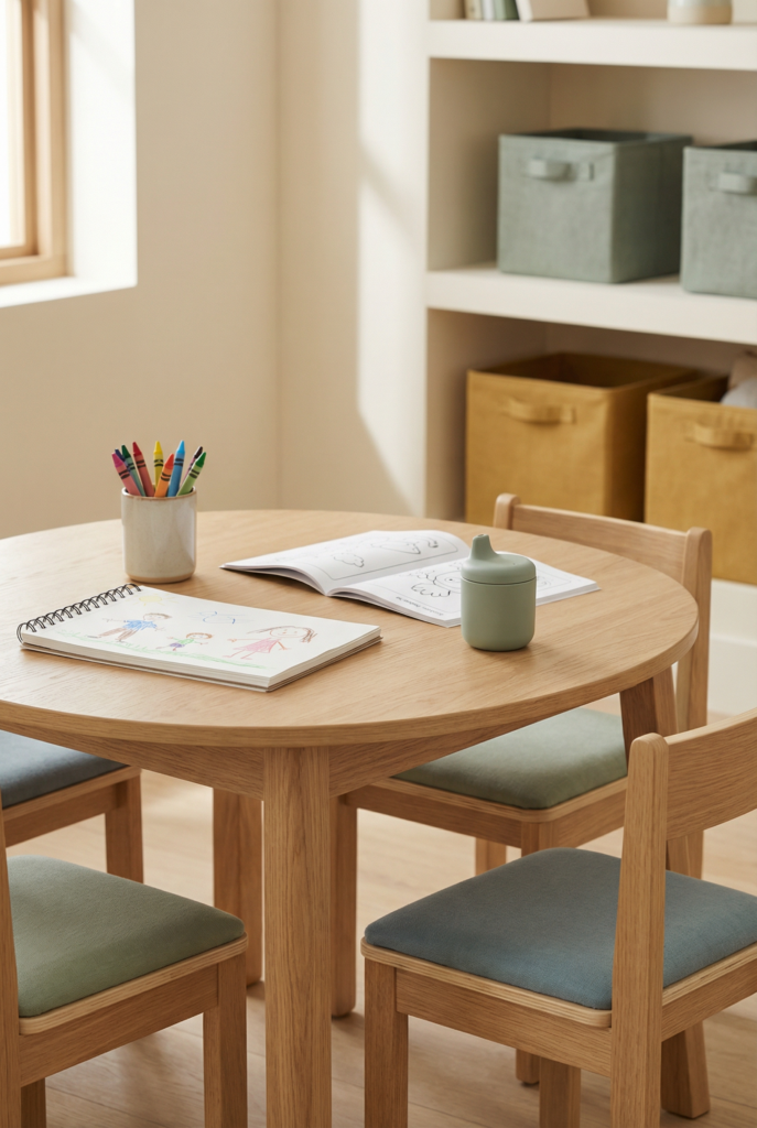 Multi-use kids playroom table for crafts, learning, and snacks
