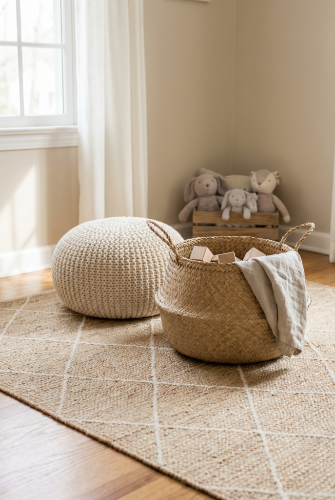 Rug and soft seating essentials for a cozy play zone