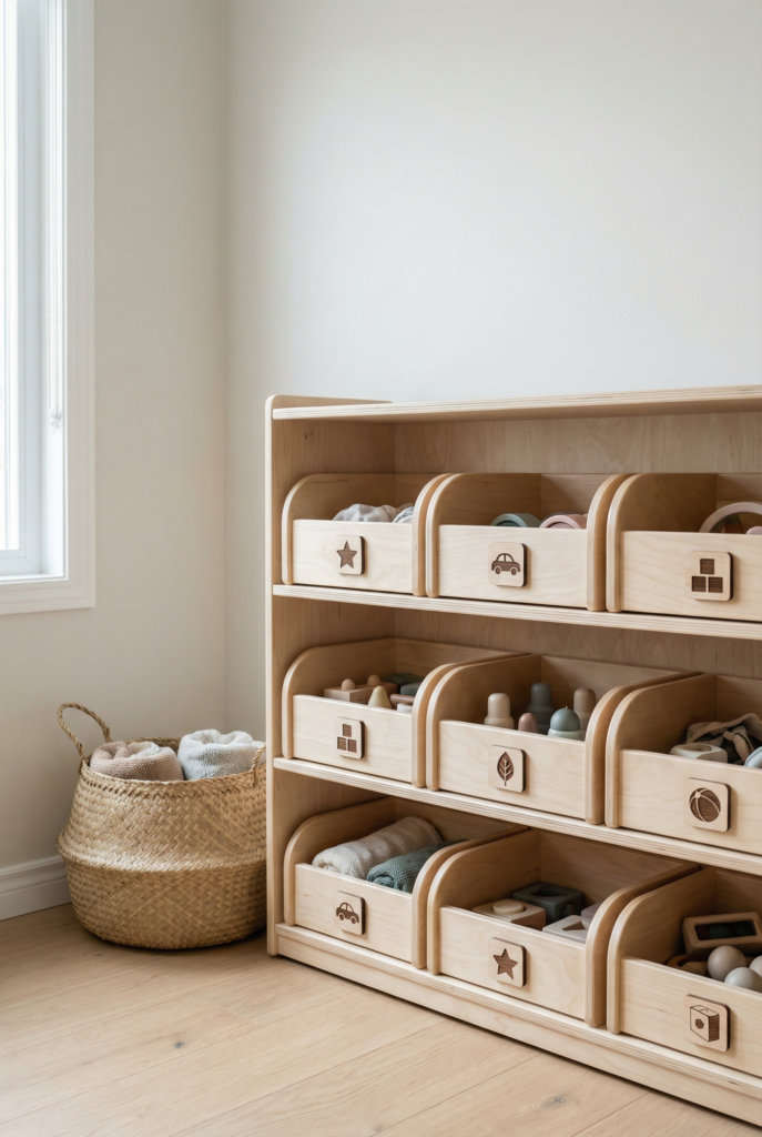 Open bins and a drop zone basket for easy daily cleanup