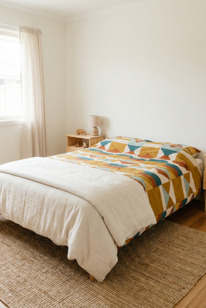 Statement bedding swap for instant kids room decor ideas refresh