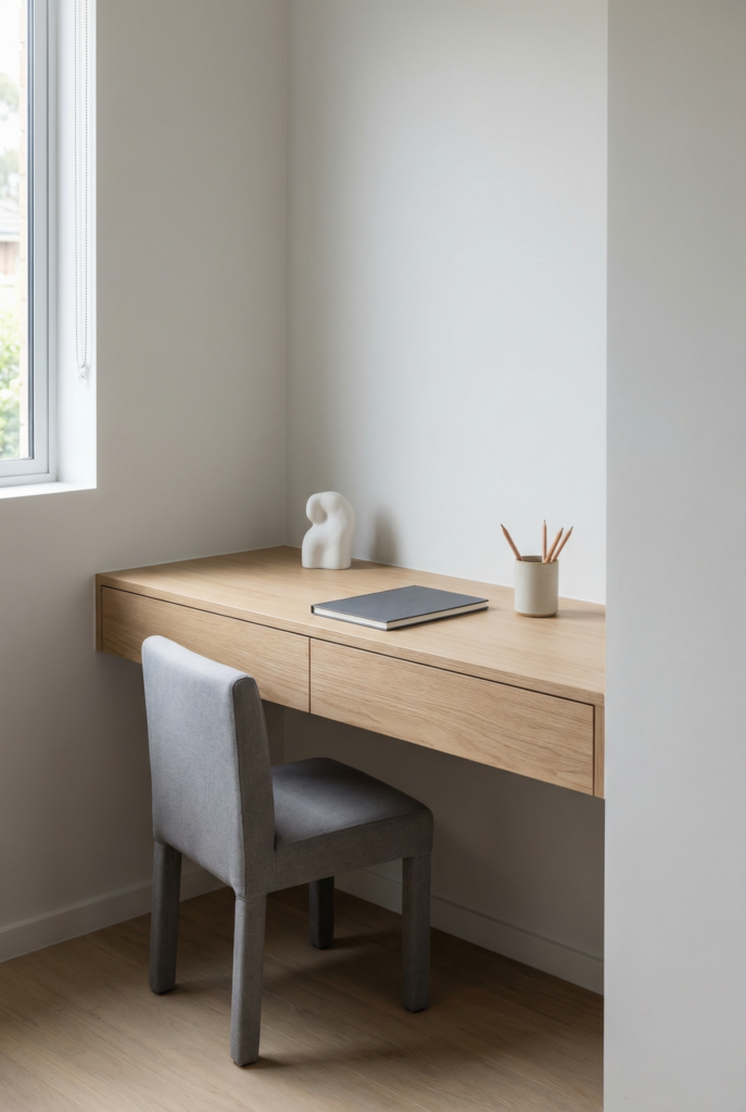 Wall-mounted mini desk solution for small kids room decor ideas