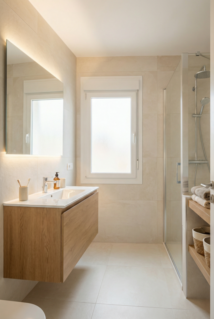 Light bathroom tiles design that brightens the space and enhances bathroom flooring options