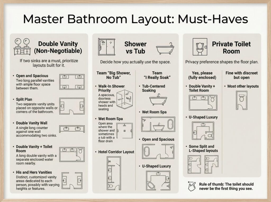 bathroom layout must haves
