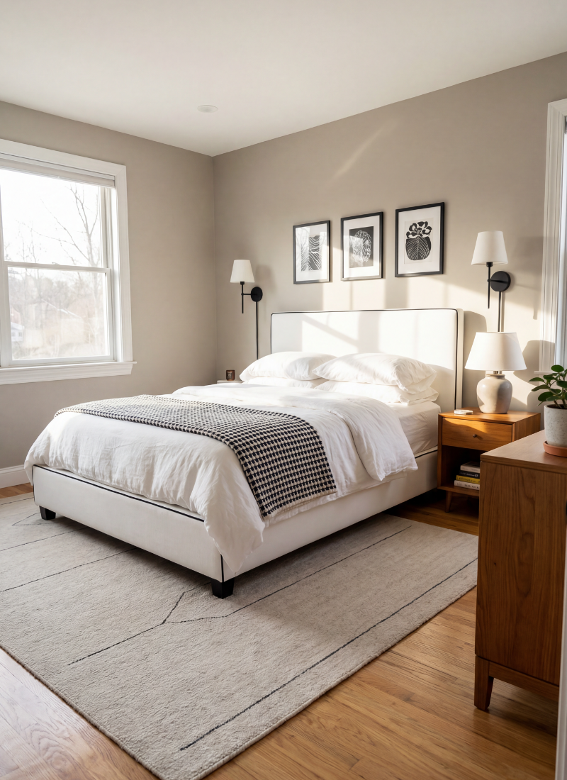 black and white bedroom decor