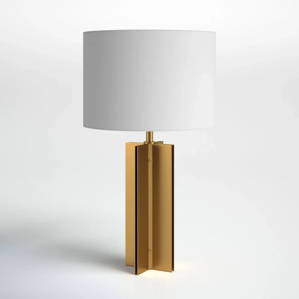 modern gold table lamp accent for mismatched nightstands bedroom setup