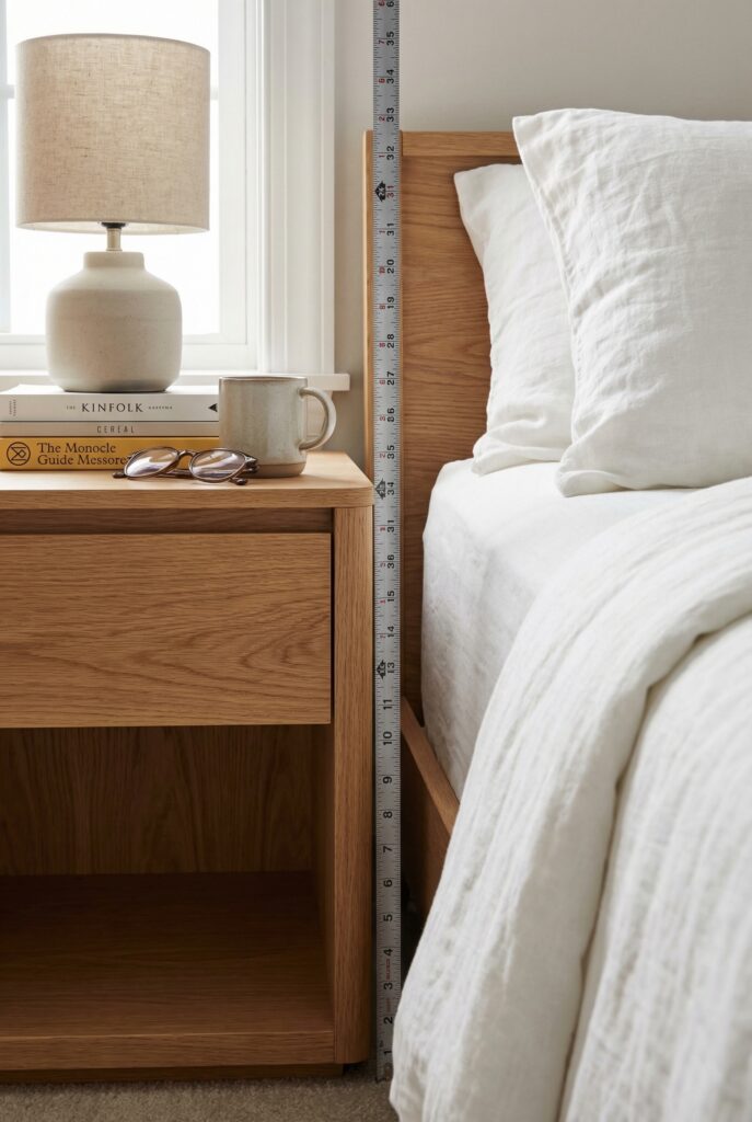 measuring nightstand to bed