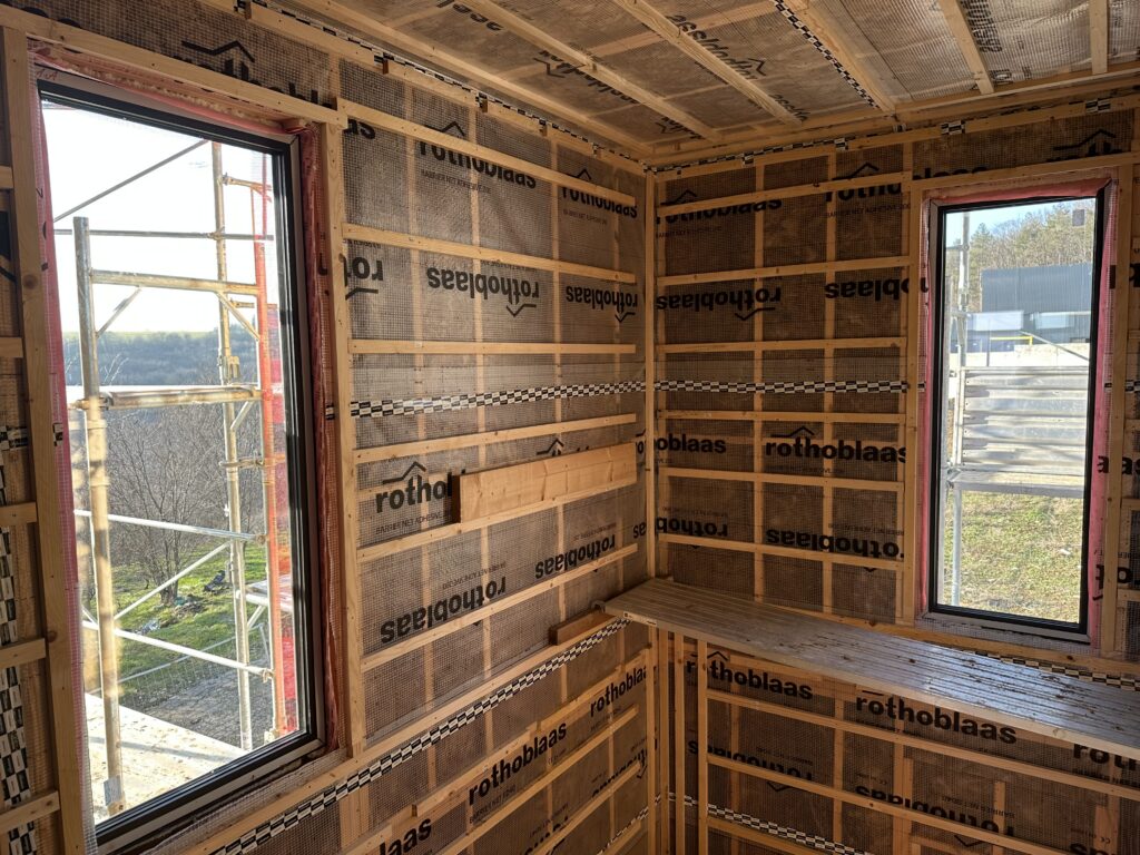 windows installed on the stairs walls