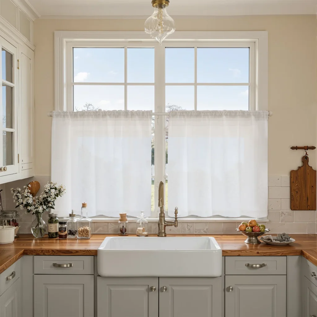 White Linen Cafe Curtains