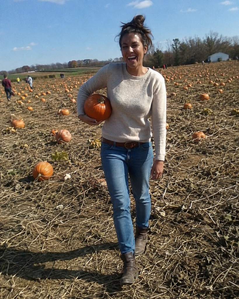 Everyday jeans and cozy sweater pumpkin patch outfit